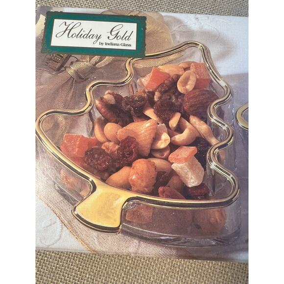 Indiana Glass Holiday Gold Candy Candle Dish w/ Gold Trim -Set of 3-Vintage - Picture 4 of 12